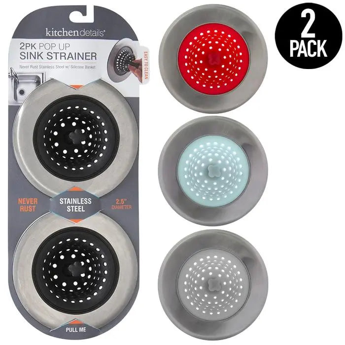 Silicone/Stainless Steel Kitchen Sink Strainer 2pc - The Cuisinet
