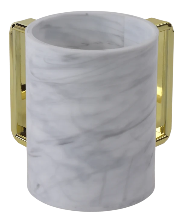 Acrylic White/Gold Marble Washing Cup 1pc - The Cuisinet