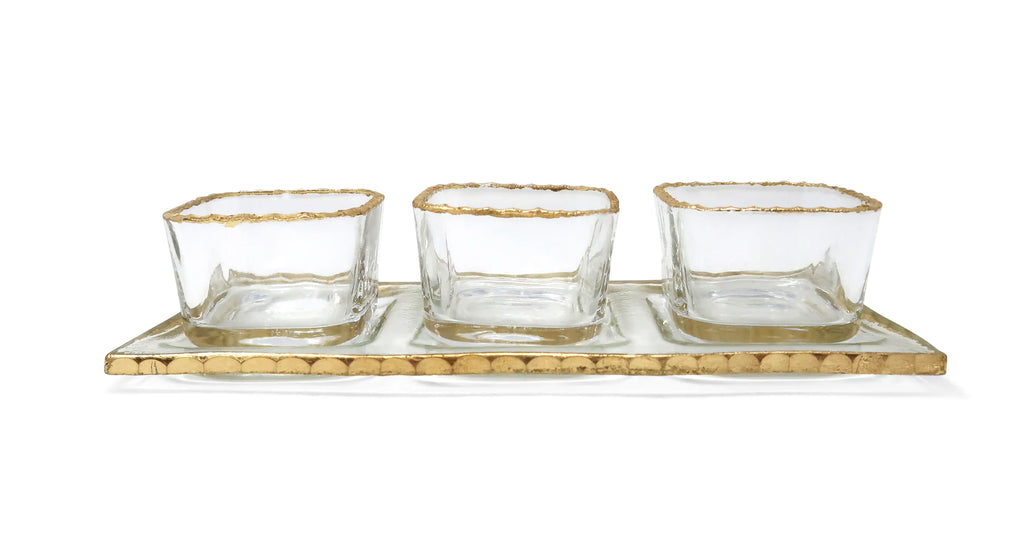 Vivience Bowl Relish Dish On Tray With Gold Rim - The Cuisinet