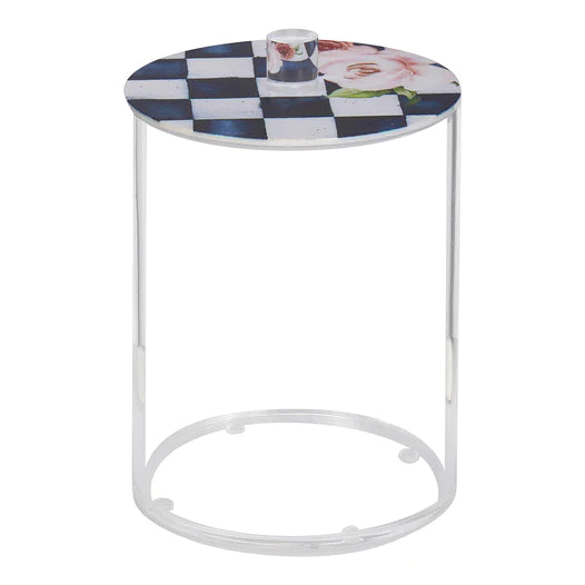 Lucite Cookie Jar with Painted Checkered Lid Small 1pc - The Cuisinet