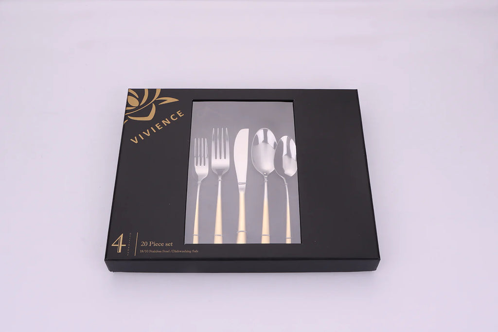 Vivience Fol Silver/Gold Colorblock Flatware Set 20pc - The Cuisinet