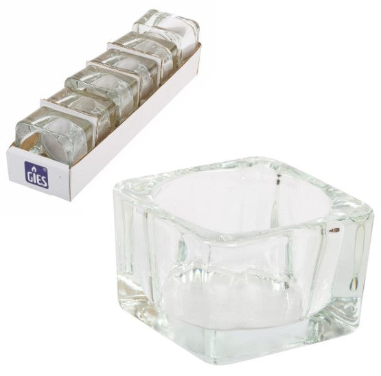 Deco Lite Square Glass Tealight Holder 2" 6pc - The Cuisinet