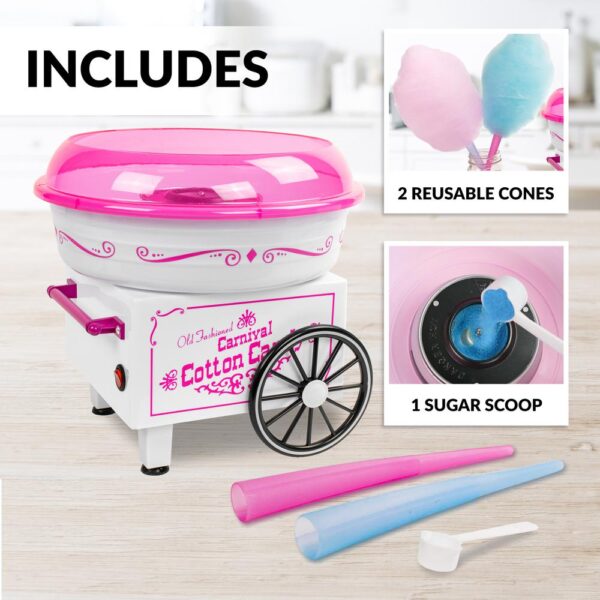 Nostalgia Vintage Pink Cotton Candy Maker with 2 Cotton Candy Cones - The Cuisinet