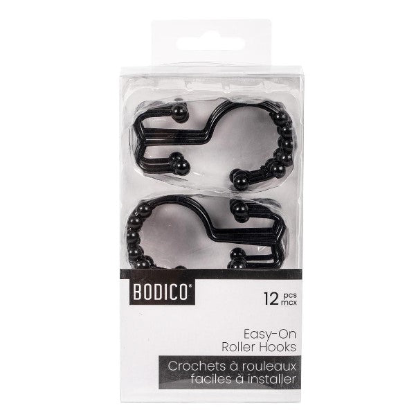 Bodico Easy-On Roller Hooks black 12pc - The Cuisinet