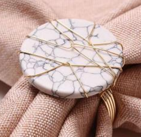 White and Gold Marble Napkin Ring - The Cuisinet