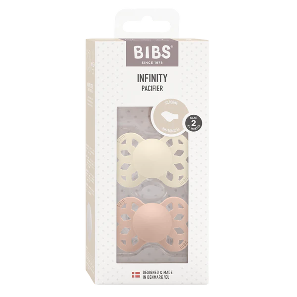 BIBS Blush/Ivory INFINITY Pacifier Latex 0-6months 2pc - The Cuisinet