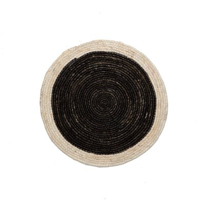 Kennedy Black Natural Woven Round Placemat 1pc - The Cuisinet