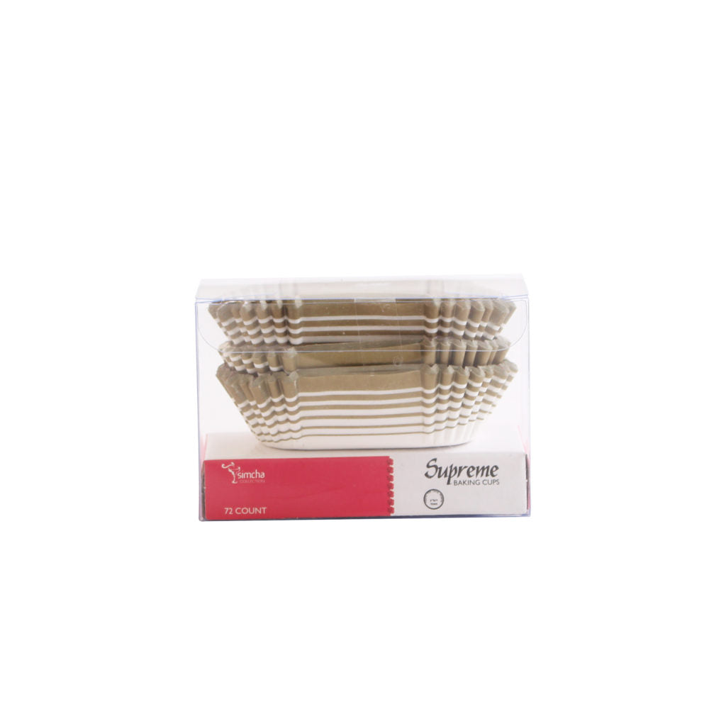 Supreme Baking Cups Oval Gold Stripe Small 72pc - The Cuisinet