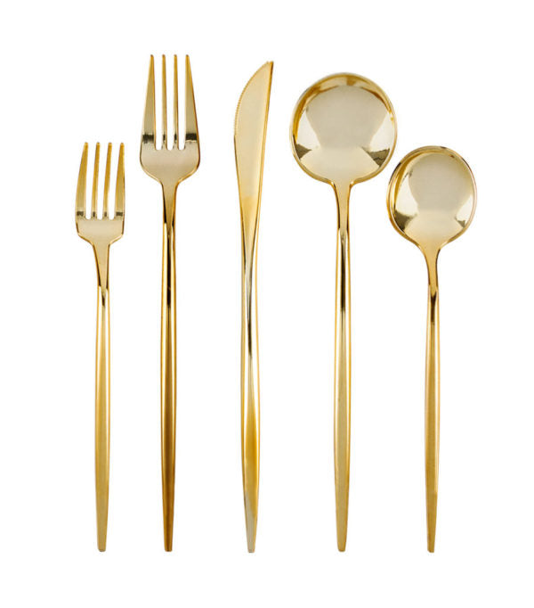 Novelty Gold Plastic Cutlery Set 40pc - The Cuisinet