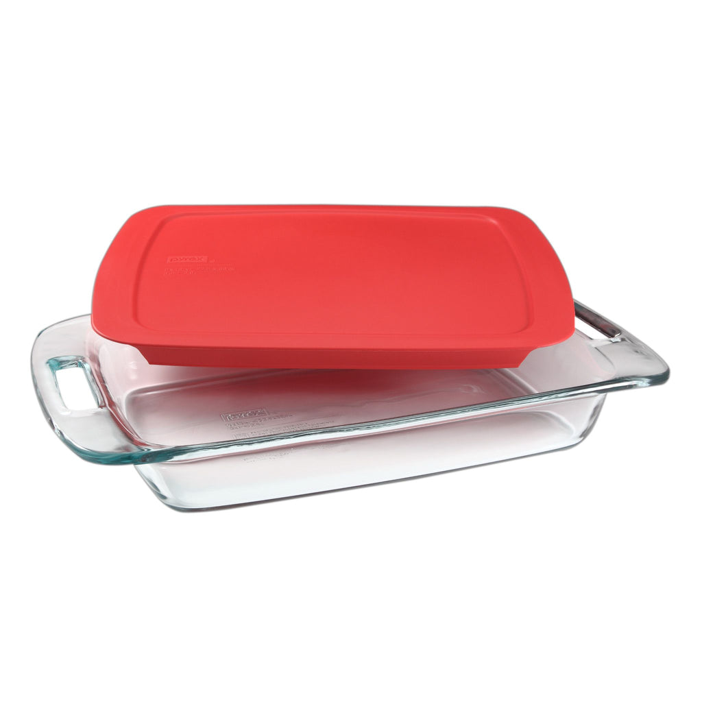 Pyrex Easy Grab Glass Baking Dish with Red Lid, 3-quart - The Cuisinet