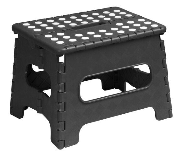 Superio Folding Step Stool - 9-in - Black - The Cuisinet