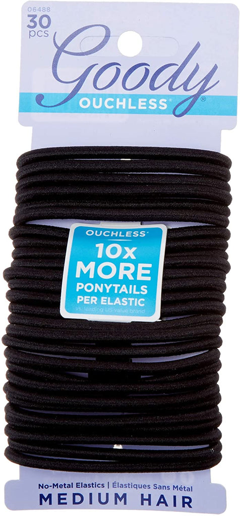 Goody WoMens Ouchless Braided Elastics, Black, 30 Count - The Cuisinet