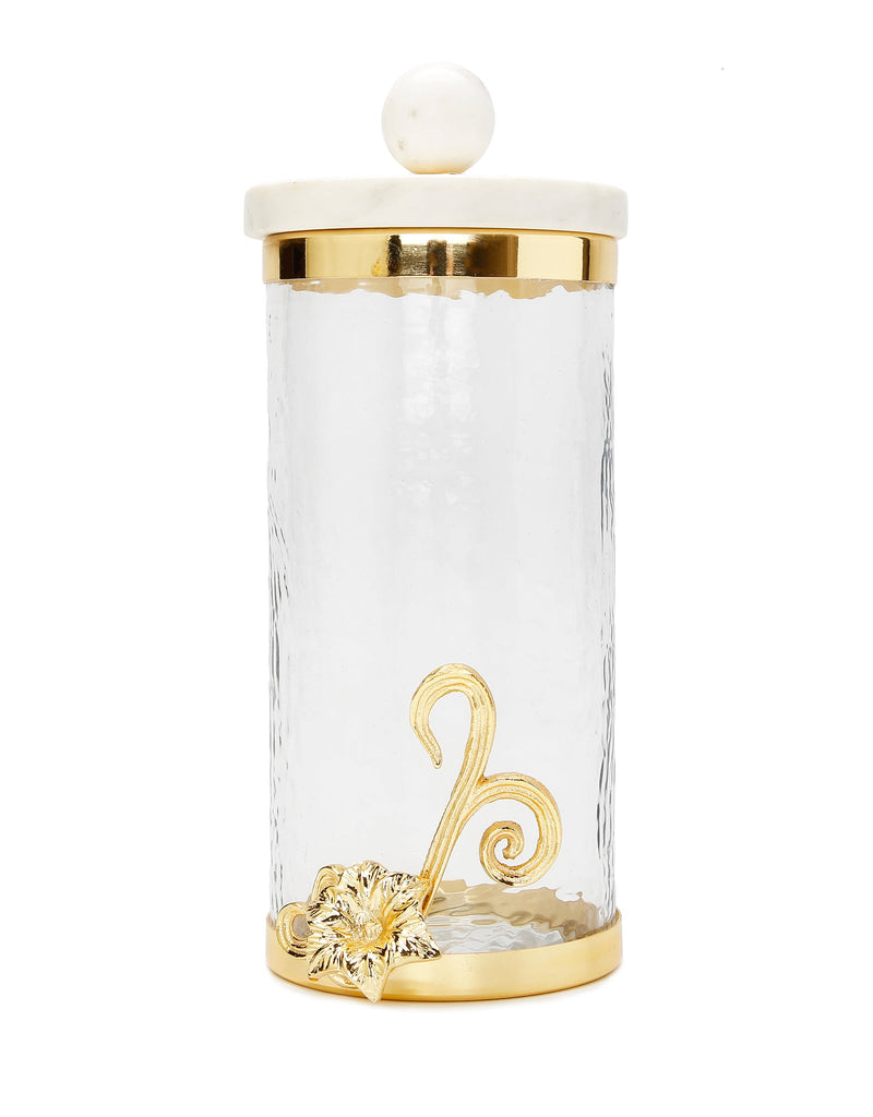 Classic Touch Glass/Gold Canister Large 1pc - The Cuisinet