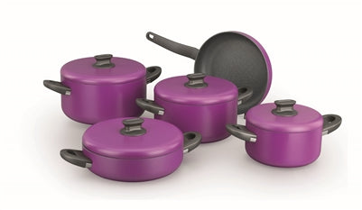Korkmaz Lina 9pc Cookware Set Violet - The Cuisinet