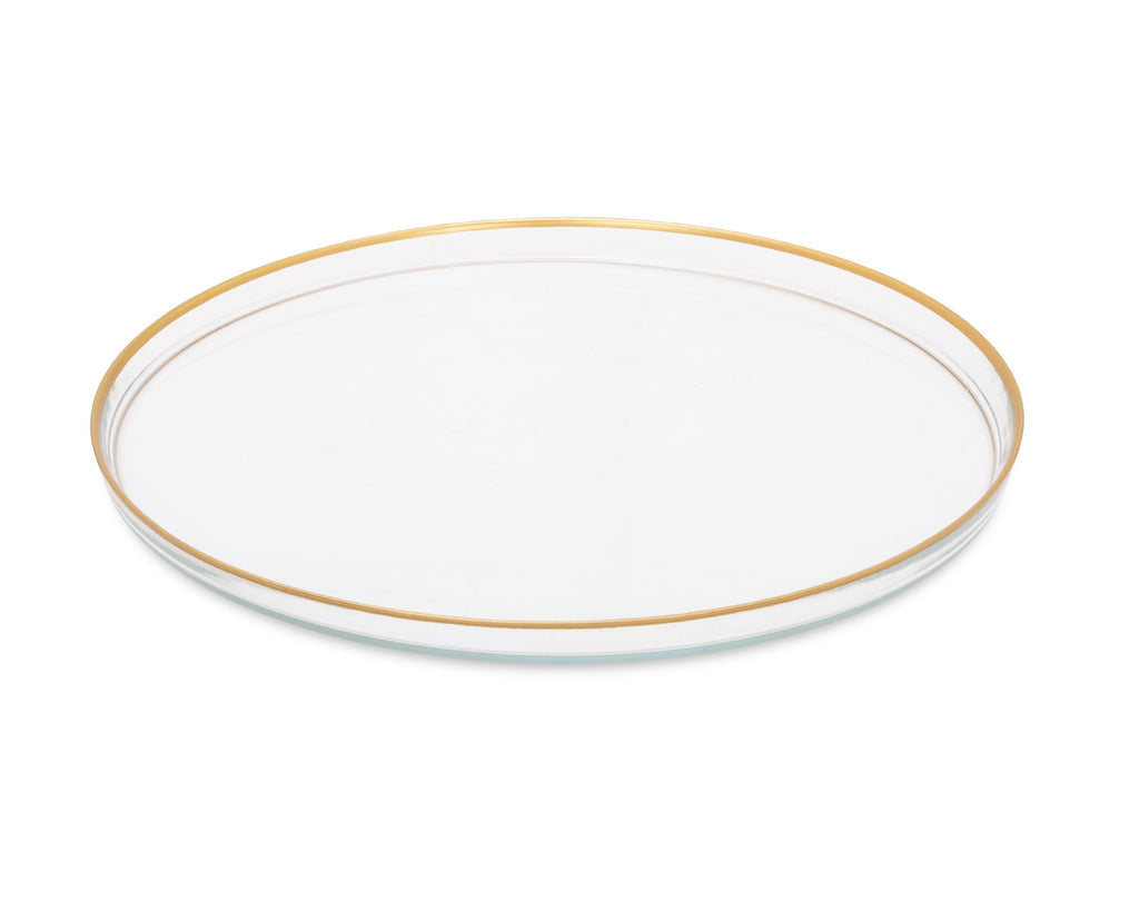 Classic Touch Clear/Gold Glass Chargers 12.75"D 4Pc - The Cuisinet