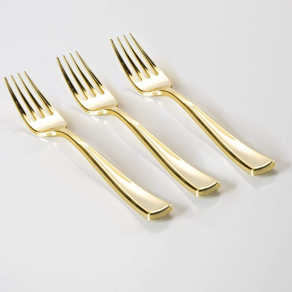 Luxe Party Gold Plastic Forks 7.4" 20pc - The Cuisinet