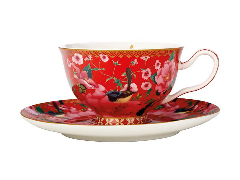 Maxwell Williams Teas & C's Cherry Red Silk Road Footed Cup & Saucer 200ML 1pc - The Cuisinet