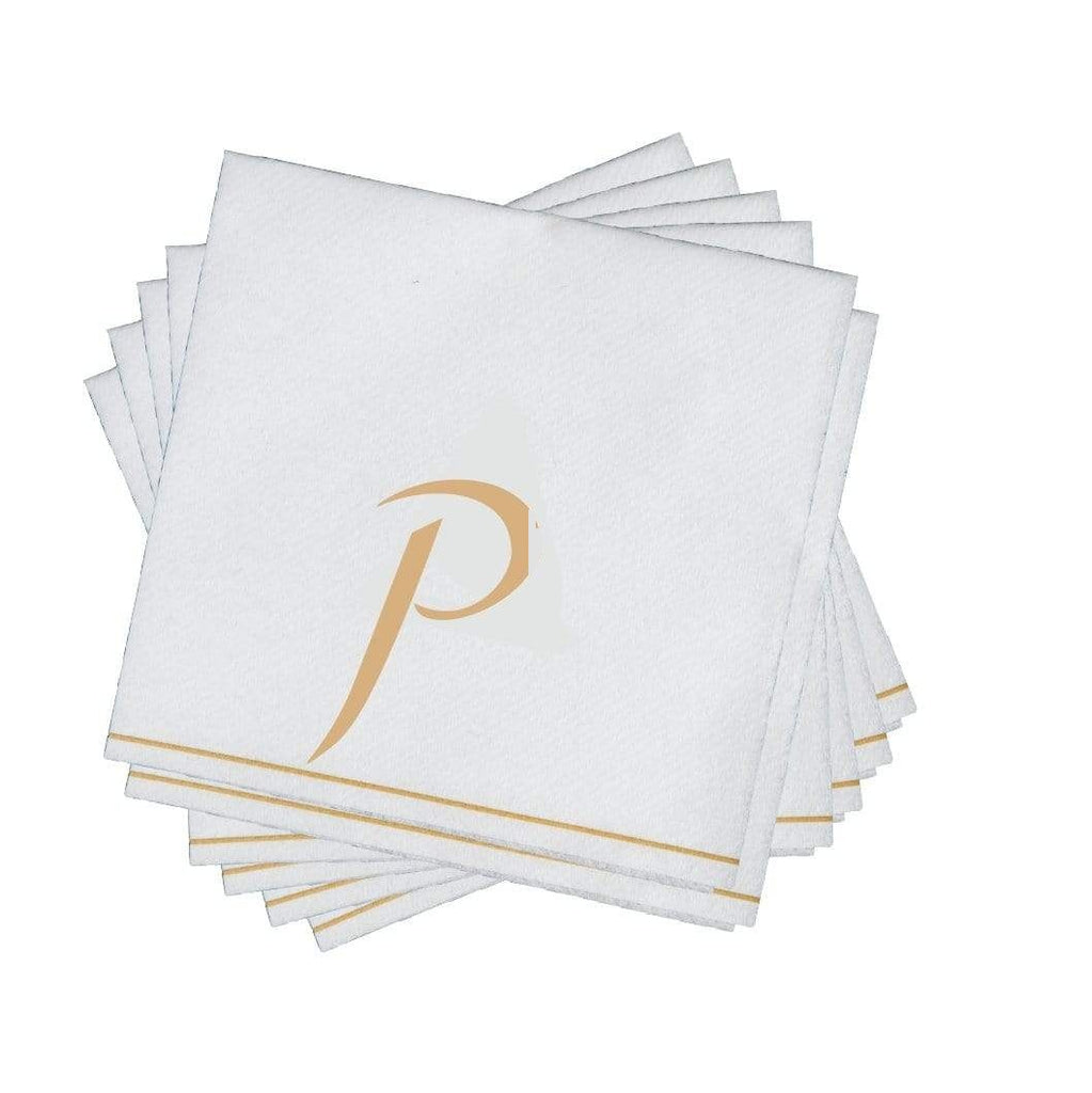 Luxe Party White/Gold Hebrew KUF Cocktail Paper Napkins 5" 16pc - The Cuisinet