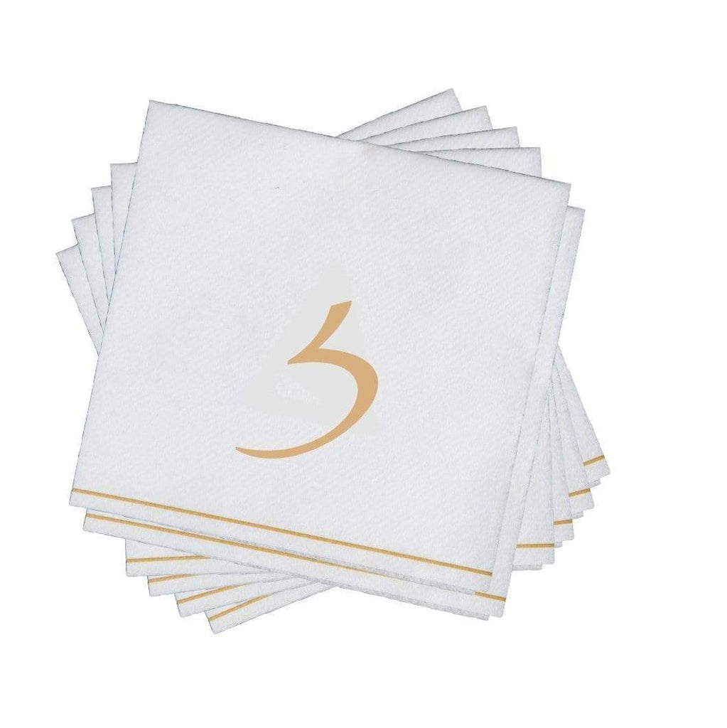 Luxe Party White/Gold Hebrew ZAYIN Cocktail Paper Napkins 5" 16pc - The Cuisinet