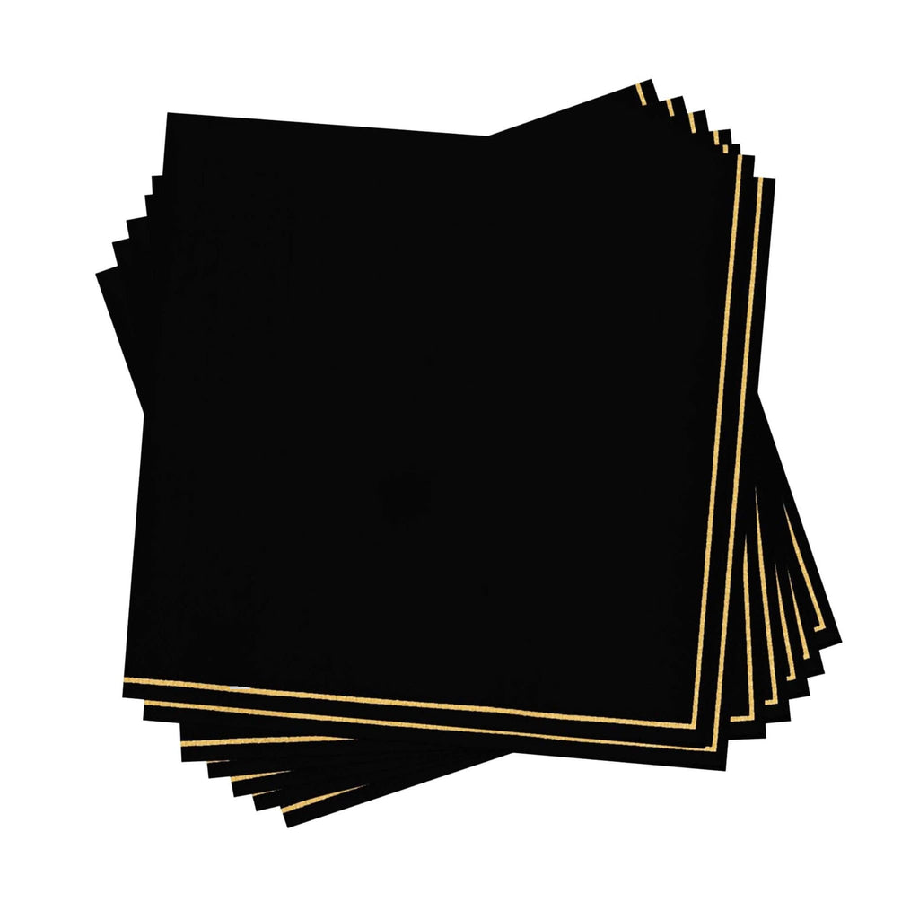 Luxe Party Black/Gold Lunch Paper Napkins 6.5" 20pc - The Cuisinet