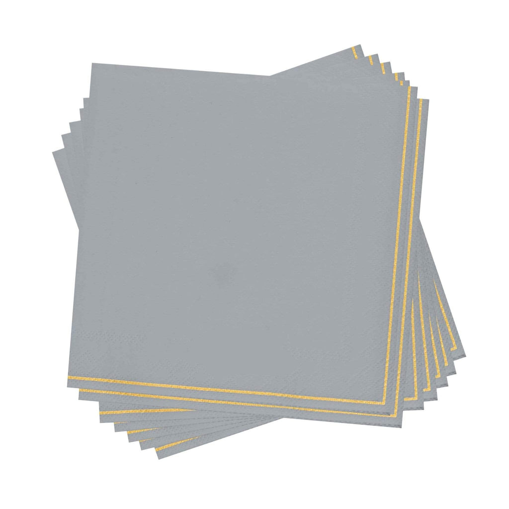 Luxe Party Grey/Gold Lunch Paper Napkins 6.5" 20pc - The Cuisinet