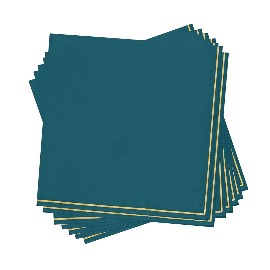 Luxe Party Teal/Gold Cocktail Paper Napkins 5" 20pc - The Cuisinet