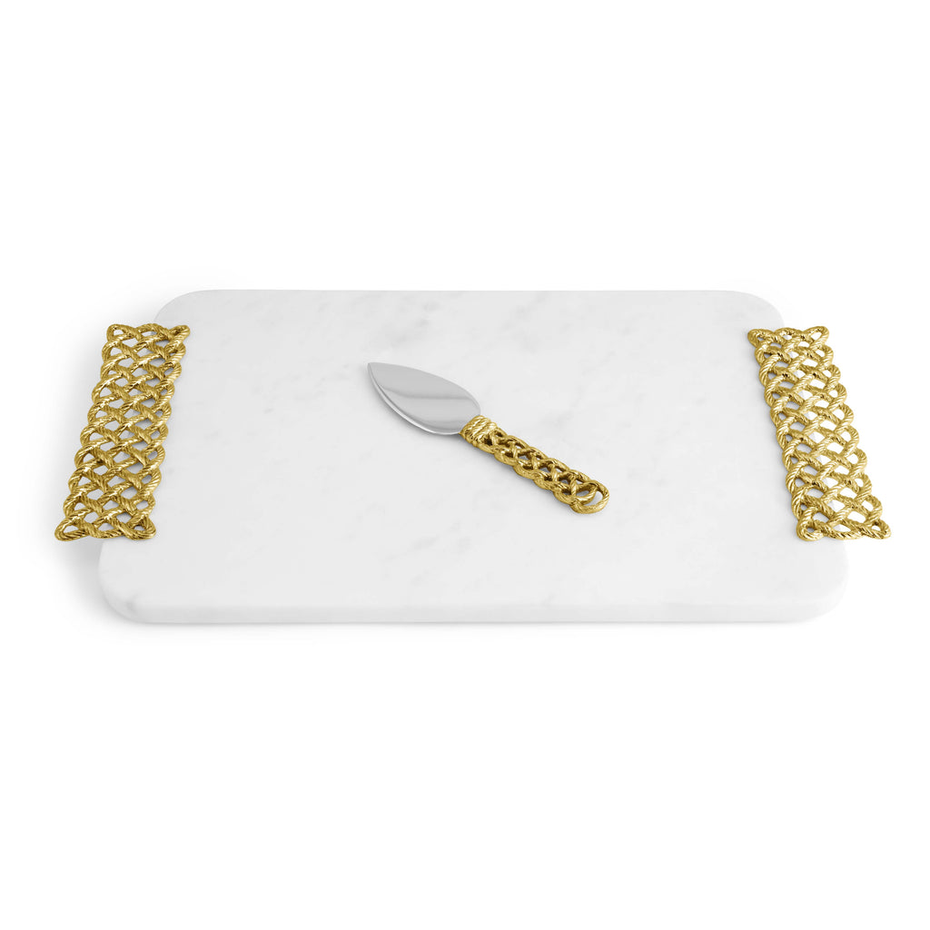 Micheal Aram White/Gold Love Knot Cheese Board with Spreader 1pc - The Cuisinet