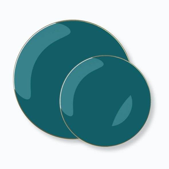 Luxe Party Teal/Gold Dinner Plates 10.25" 10pc - The Cuisinet