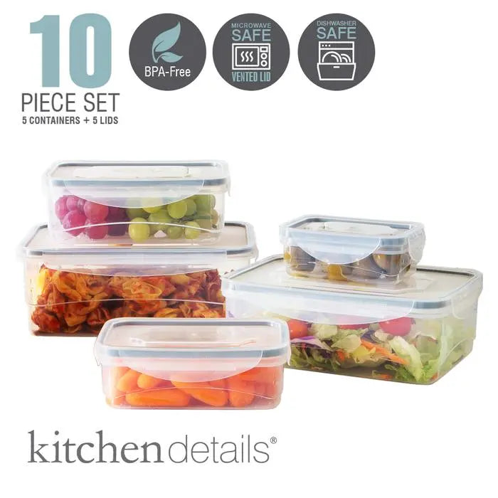 Plastic Food Storage Container Set 10pc - The Cuisinet