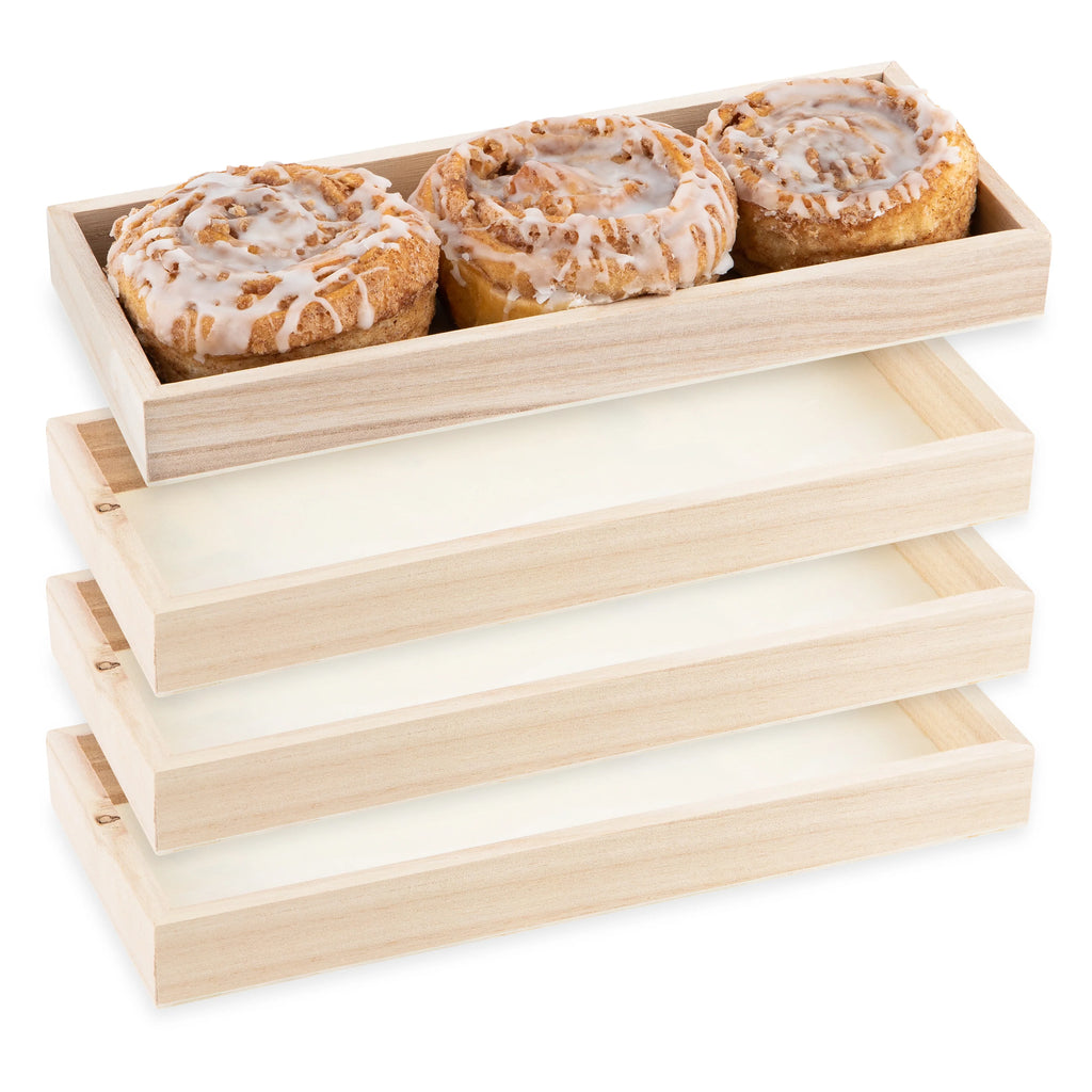 Hammont Wooden Serving Tray 10x4x1" 4pc