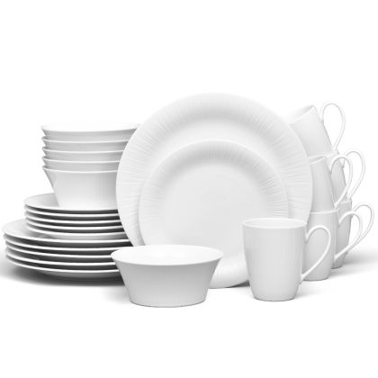 Noritake White Conifere Dinnerware Set 24-Pc Service for 6