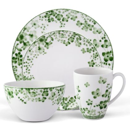 Noritake Green Bloomington Road Dinnerware Set 4-Pc Dinnerware Service for 1
