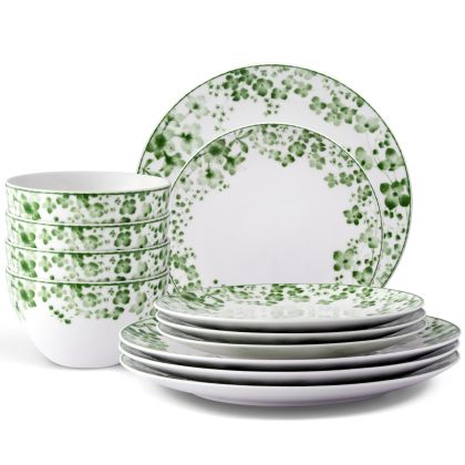 Noritake Green Bloomington Road Dinnerware Set 12-Pc Dinnerware Service for 4
