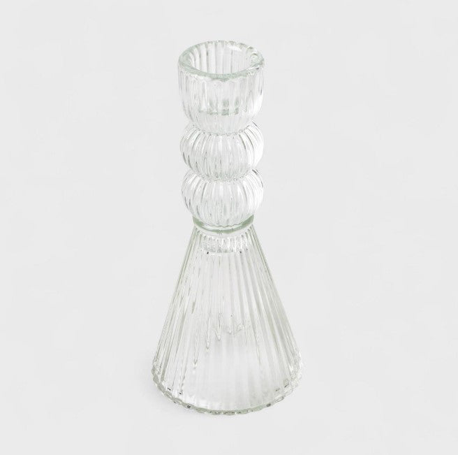 Glass Optic Taper Candle Holder 3" 1pc