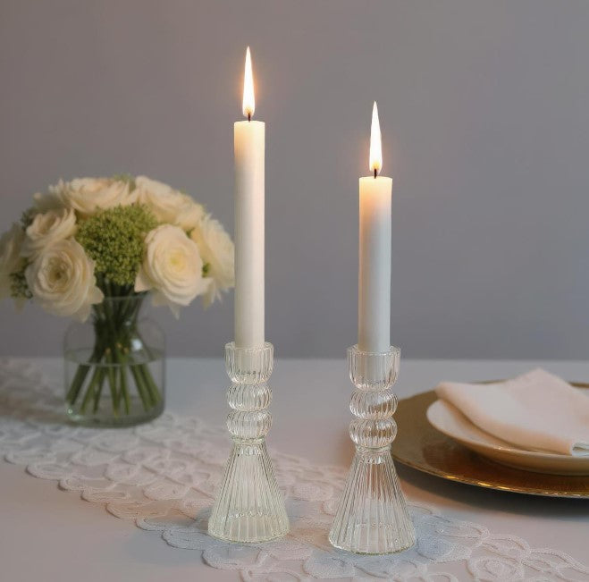 Glass Optic Taper Candle Holder 3" 1pc