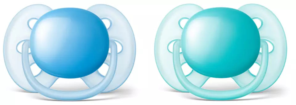 Philips Avent Ultra Soft Pacifier 6-18m - Blue/Clear 2pc - The Cuisinet
