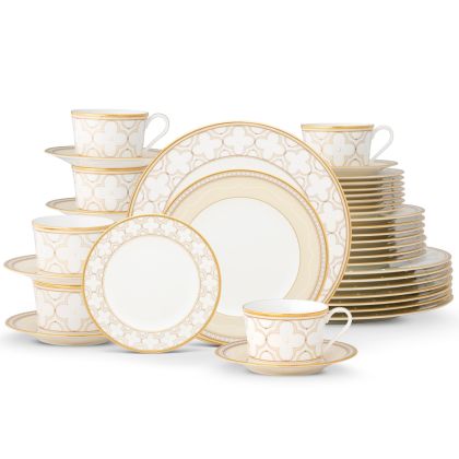 Noritake Gold Trefolio Dinnerware Set 40Pc service for 8