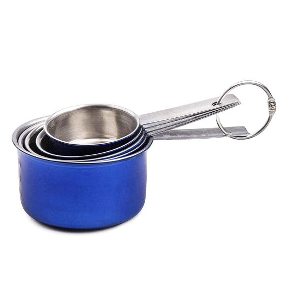 Blue Stainless Steel Stackable Measuring Cups 5pc - The Cuisinet