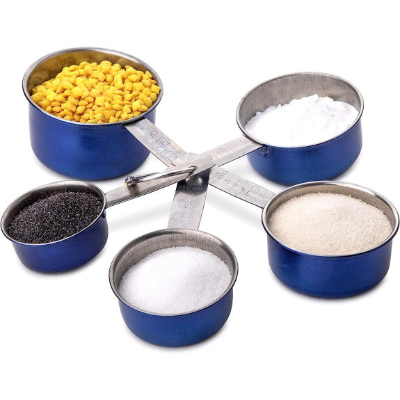 Blue Stainless Steel Stackable Measuring Cups 5pc - The Cuisinet
