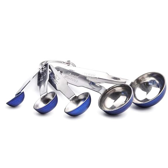 Blue Stainless Steel Stackable Measuring Spoons 5pc - The Cuisinet