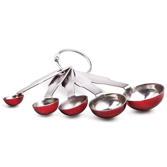 Red Stainless Steel Stackable Measuring Spoons 5pc - The Cuisinet