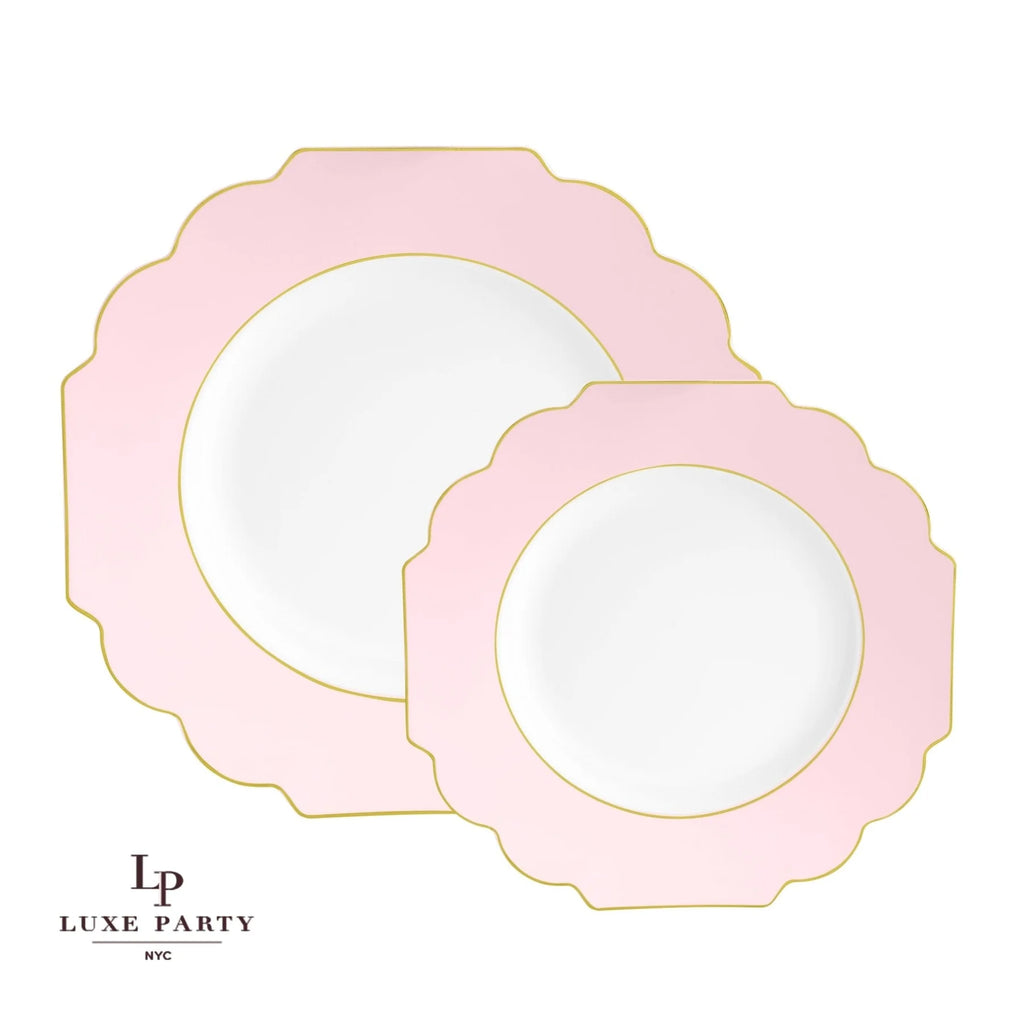 Luxe Party Pink/Gold Scallop Dinner Plates 10.7" 10pc - The Cuisinet