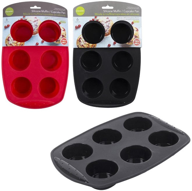 Silicone Red/Black Muffin Tray 1pc