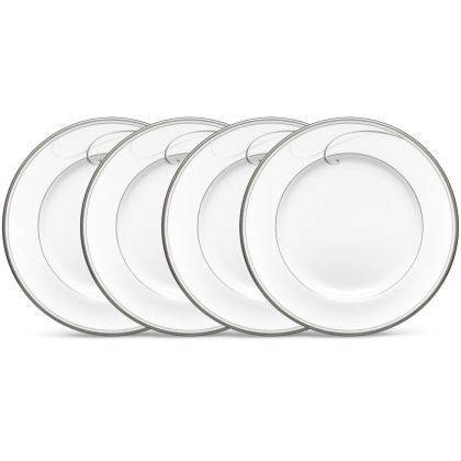 Noritake Silver Platinum Wave Dinnerware Bread Butter Plates 6" 4pc