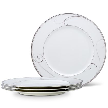 Noritake Silver Platinum Wave Dinnerware Dinner Plate 11" 4pc