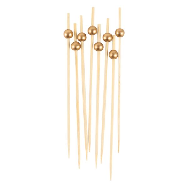 Bamboo Gold Ball Picks 6″ 100pc - The Cuisinet