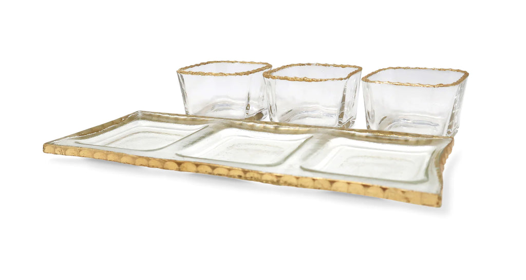 Vivience Bowl Relish Dish On Tray With Gold Rim - The Cuisinet