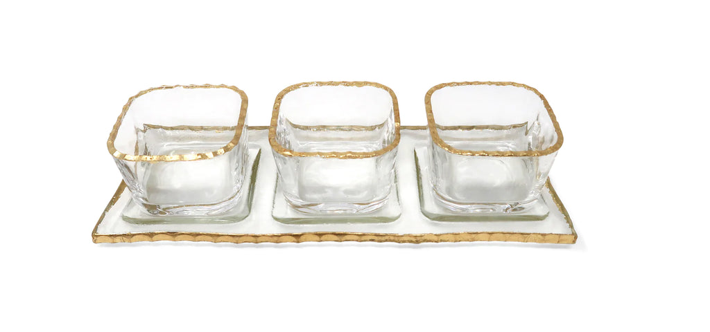 Gold Bowl Relish Dish Set 4pc