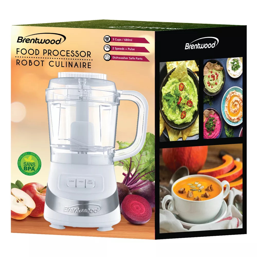 Brentwood White Food Processor 3cup 1pc