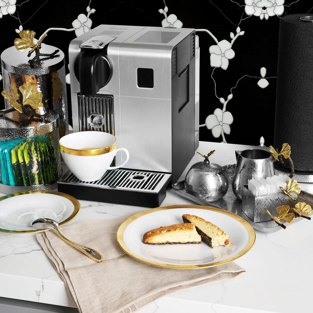 Micheal Aram Silver Butterfly Ginkgo Canister 5" 1pc